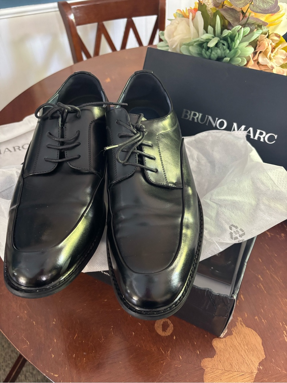 Bruno Marc Men's Black Leather Lace-Up Derby Shoes